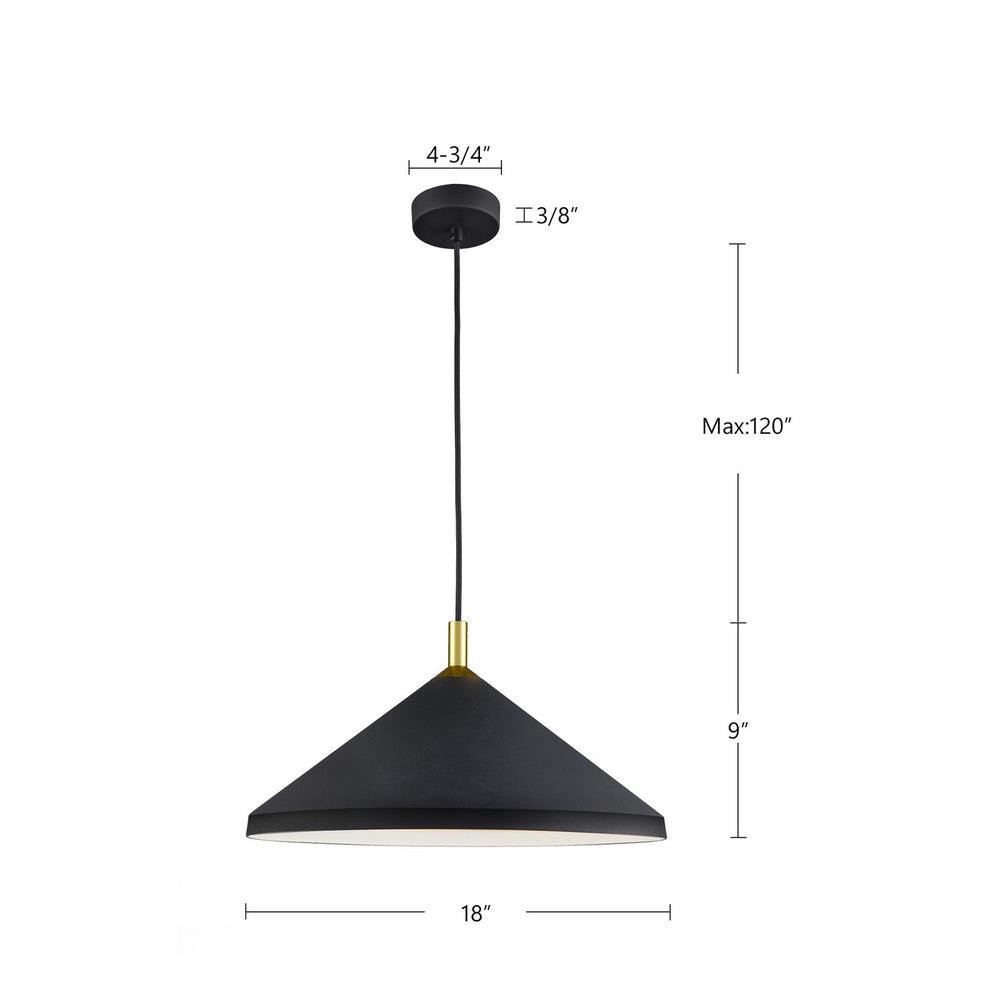 Kuzco Canada - 493118-BK/GD - One Light Pendant - Dorothy - Black With Gold Detail
