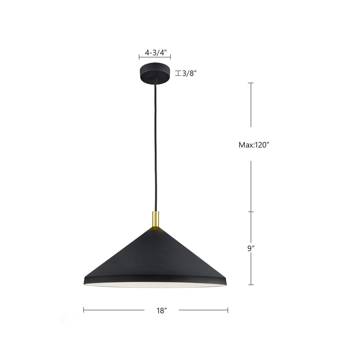 Kuzco Canada - 493118-BK/GD - One Light Pendant - Dorothy - Black With Gold Detail