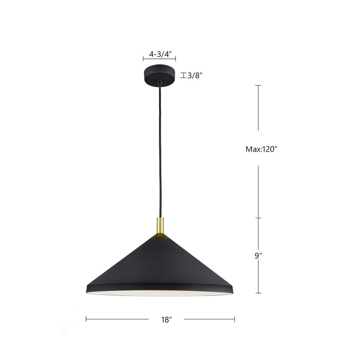 Kuzco Canada - 493118-BK/GD - One Light Pendant - Dorothy - Black With Gold Detail