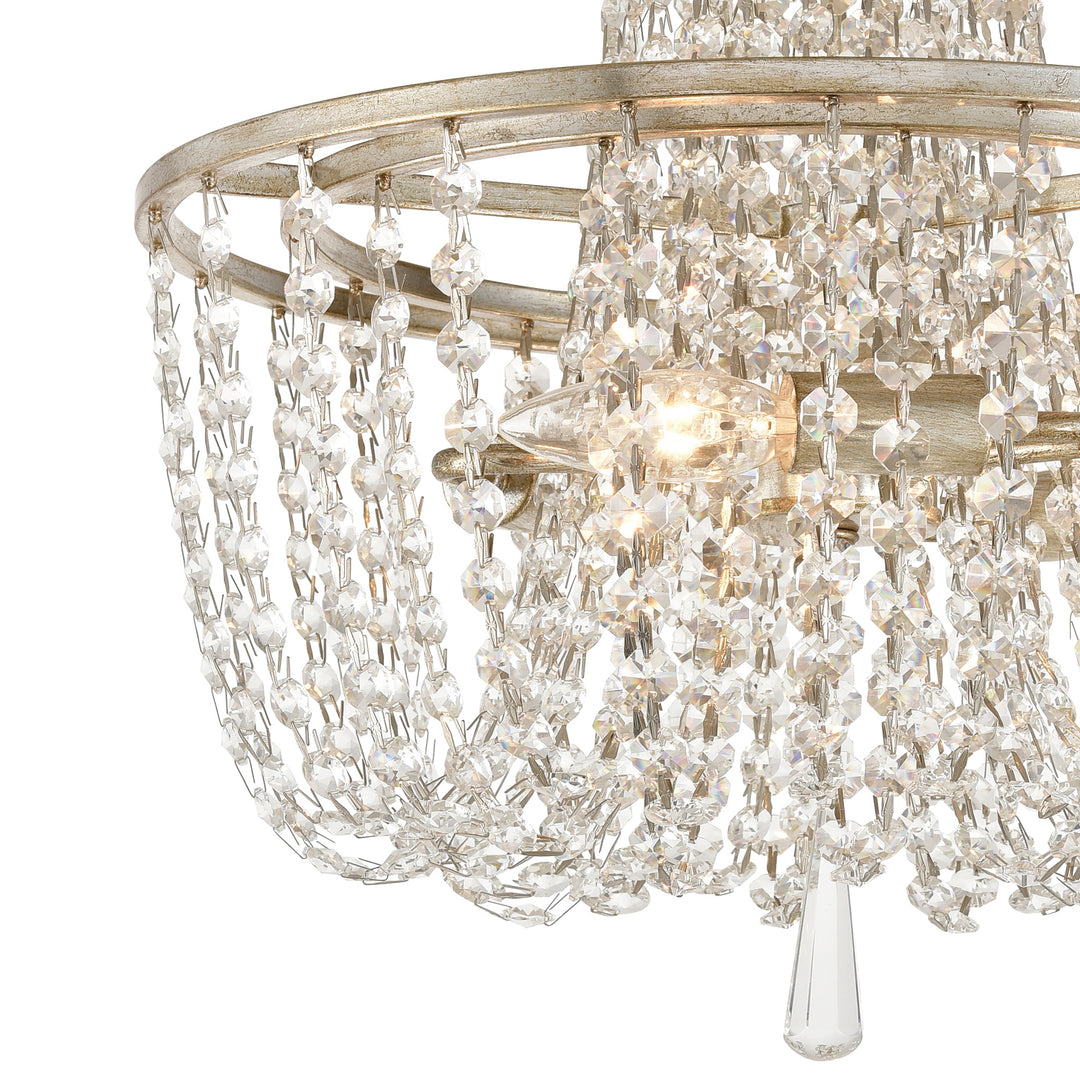 Crystorama - ARC-1900-SA-CL-MWP - Three Light Semi Flush Mount - Arcadia - Antique Silver