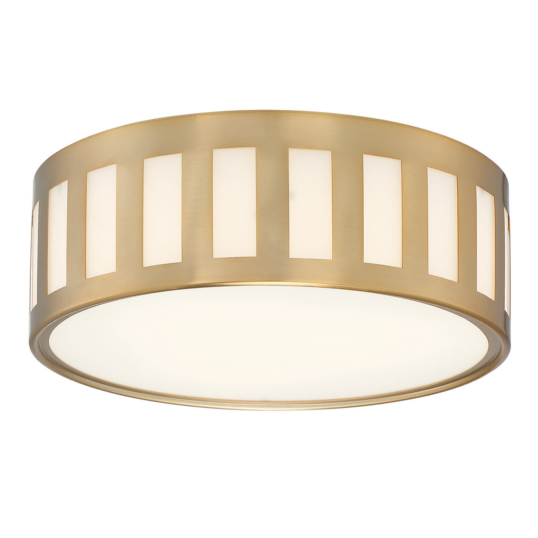 Kendal Three Light Flush Mount in Vibrant Gold - available from The Lighting Shoppe, trusted by Canadian homeowners