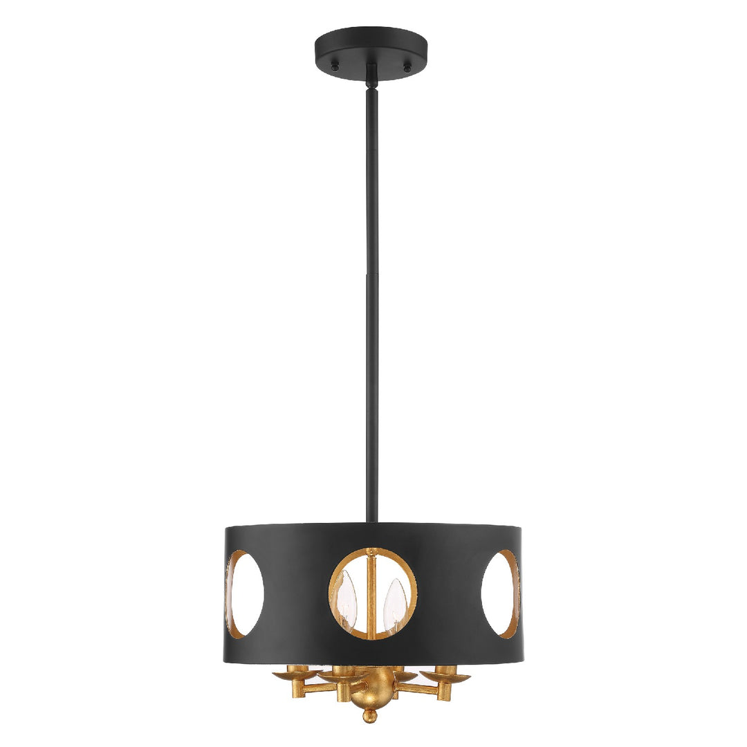 Crystorama - ODE-700-BK-GA - Four Light Pendant - Odelle - Black + Antique Gold