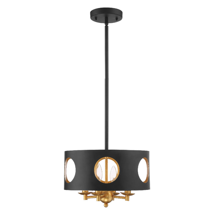 Crystorama - ODE-700-BK-GA - Four Light Pendant - Odelle - Black + Antique Gold