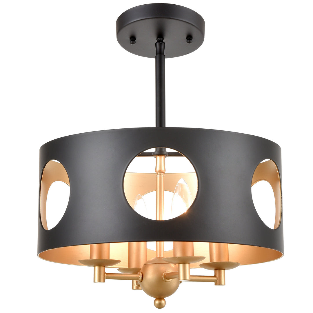 Odelle Four Light Pendant in Black + Antique Gold - available from The Lighting Shoppe, trusted by Canadian homeowners