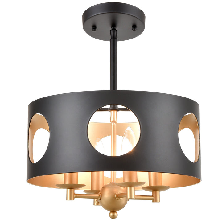 Odelle Four Light Pendant in Black + Antique Gold - available from The Lighting Shoppe, trusted by Canadian homeowners