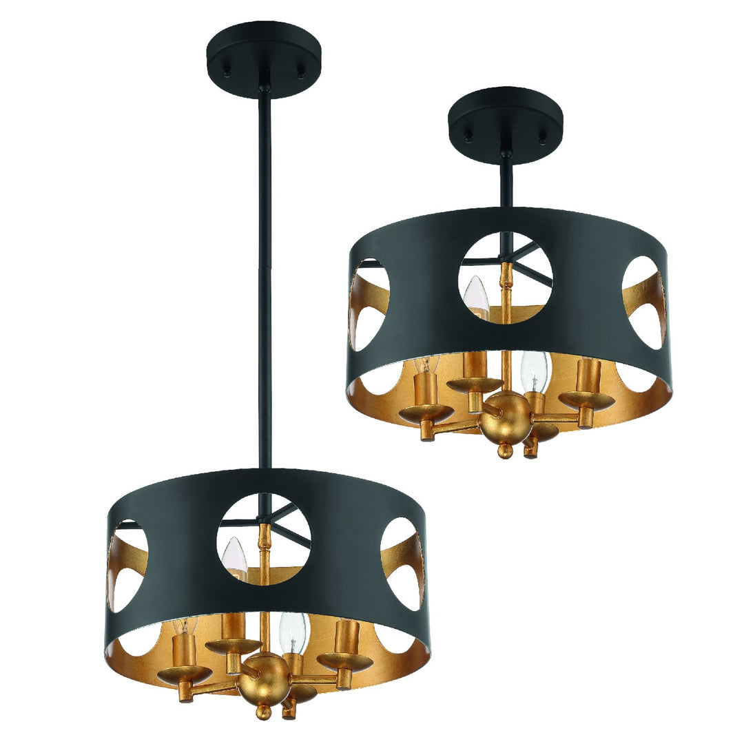 Crystorama - ODE-700-BK-GA_CEILING - Four Light Semi Flush Mount - Odelle - Black + Antique Gold