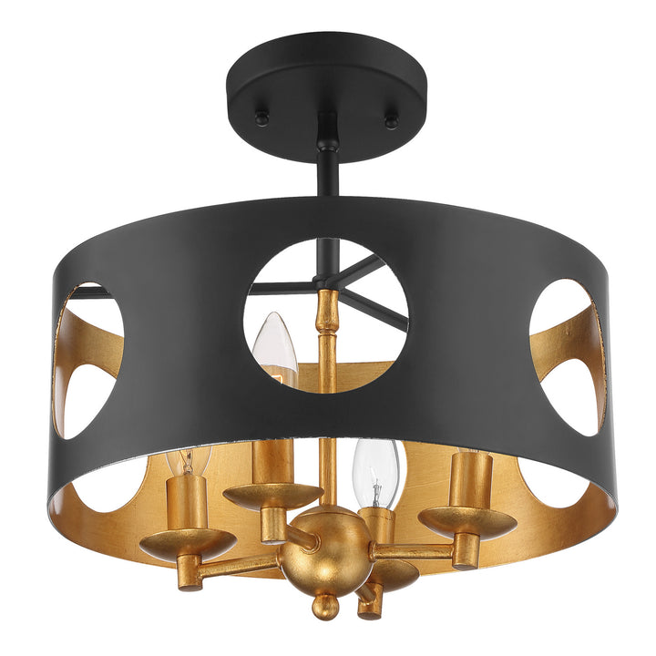 Crystorama - ODE-700-BK-GA_CEILING - Four Light Semi Flush Mount - Odelle - Black + Antique Gold