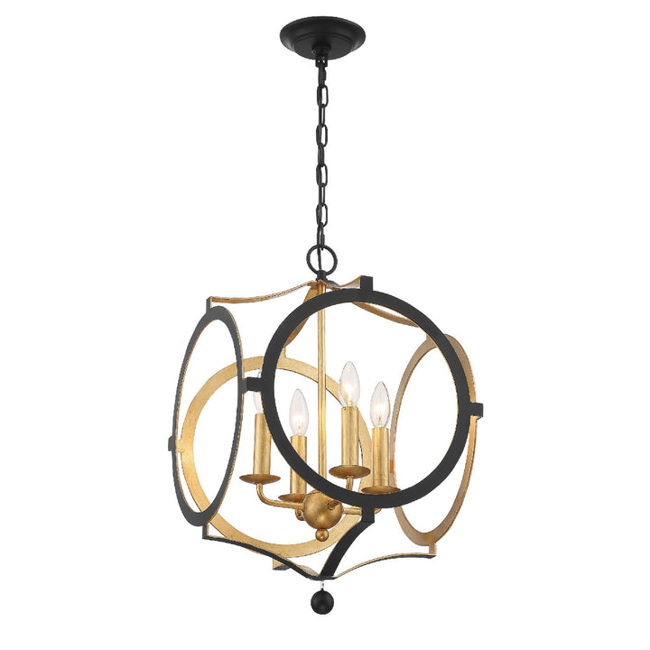 Crystorama - ODE-704-BK-GA - Four Light Chandelier - Odelle - Black + Antique Gold
