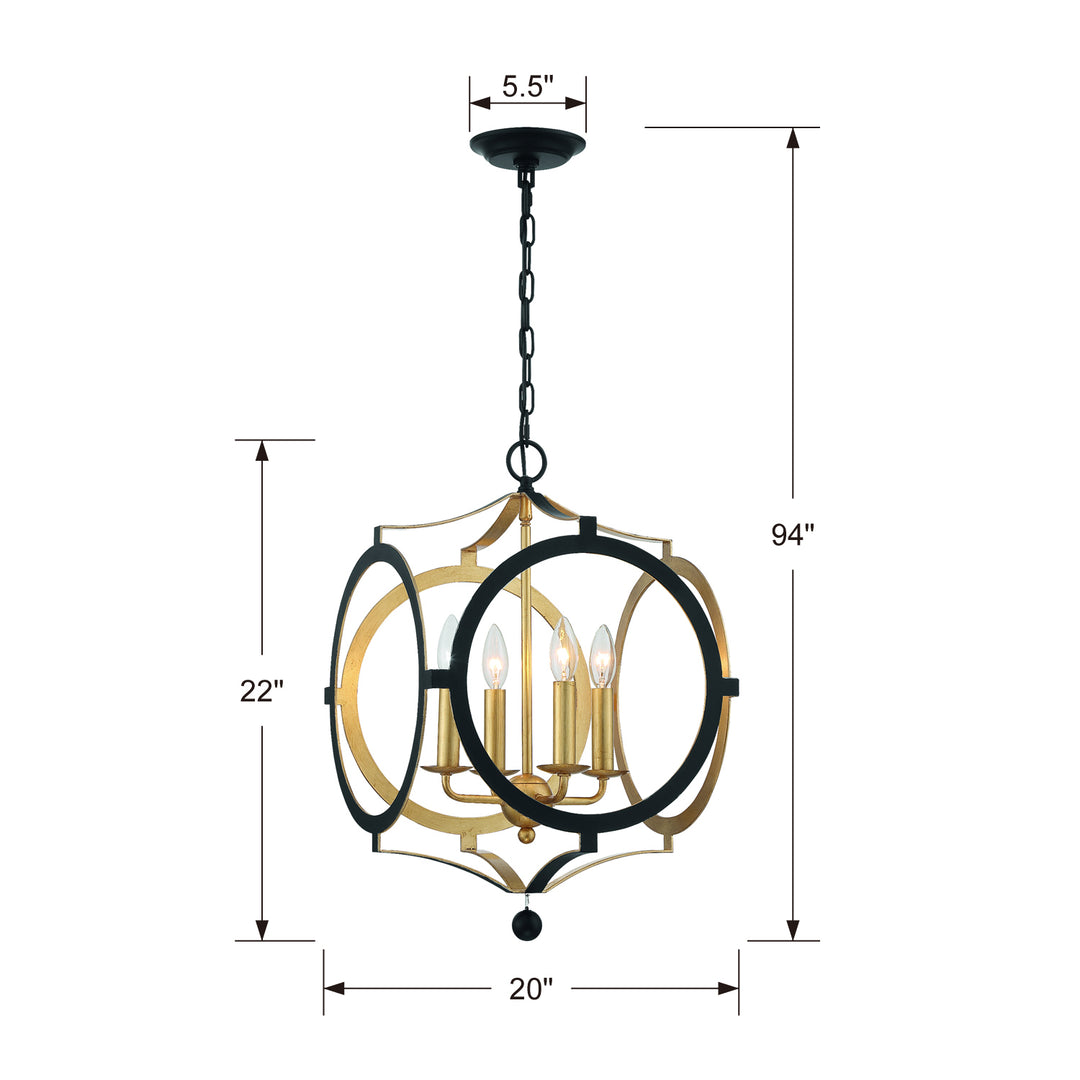 Crystorama - ODE-704-BK-GA - Four Light Chandelier - Odelle - Black + Antique Gold