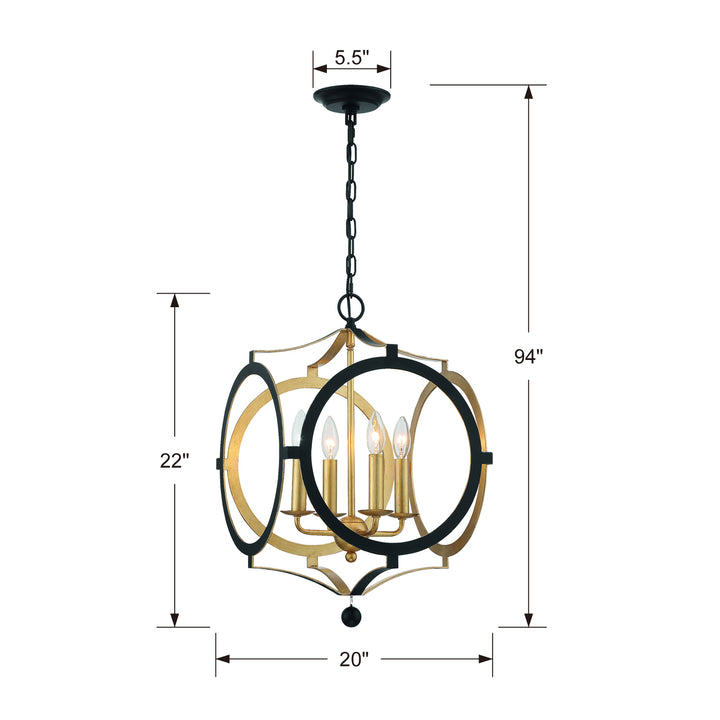 Crystorama - ODE-704-BK-GA - Four Light Chandelier - Odelle - Black + Antique Gold