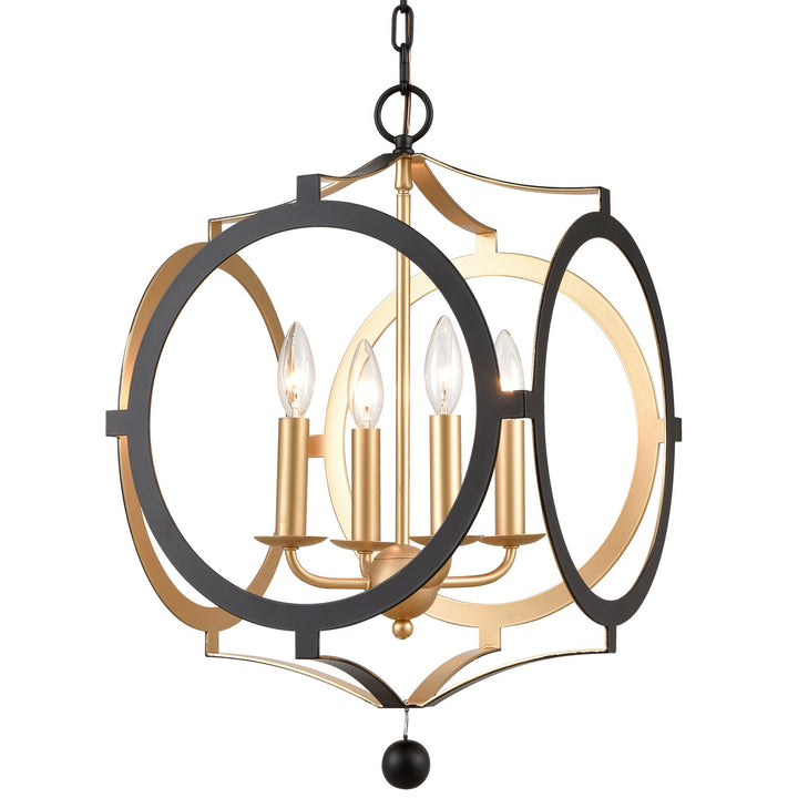 Odelle Four Light Chandelier in Black + Antique Gold - available from The Lighting Shoppe, trusted by Canadian homeowners