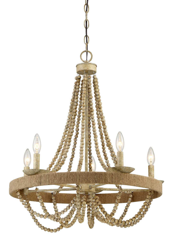Meridian - M10014-97 - Five Light Chandelier - Mchan - Natural Wood with Rope