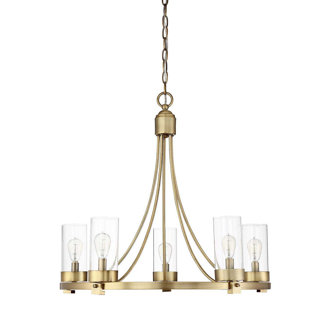 Meridian - M10018NB - Five Light Chandelier - Mchan - Natural Brass
