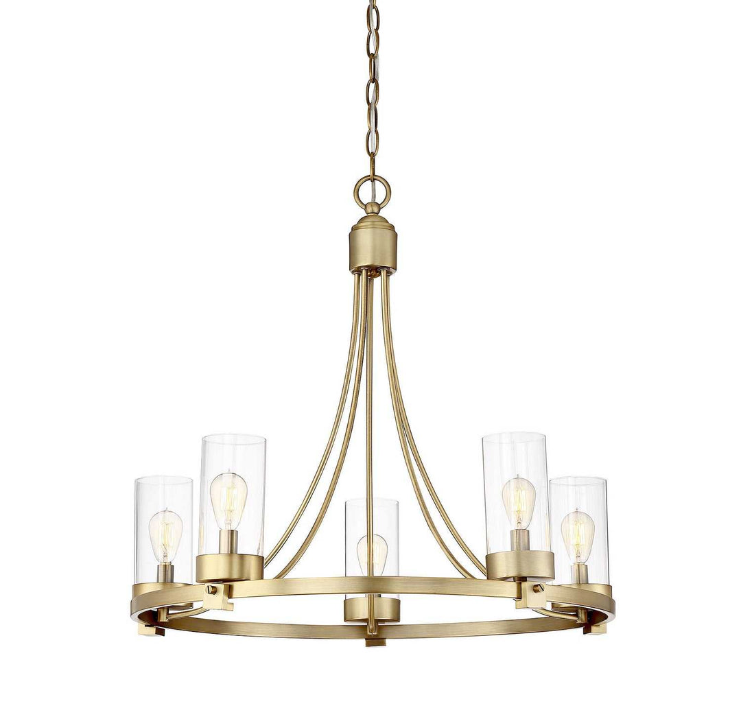 Meridian - M10018NB - Five Light Chandelier - Mchan - Natural Brass