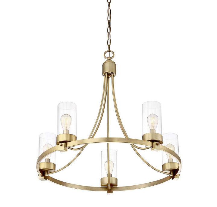 Meridian - M10018NB - Five Light Chandelier - Mchan - Natural Brass