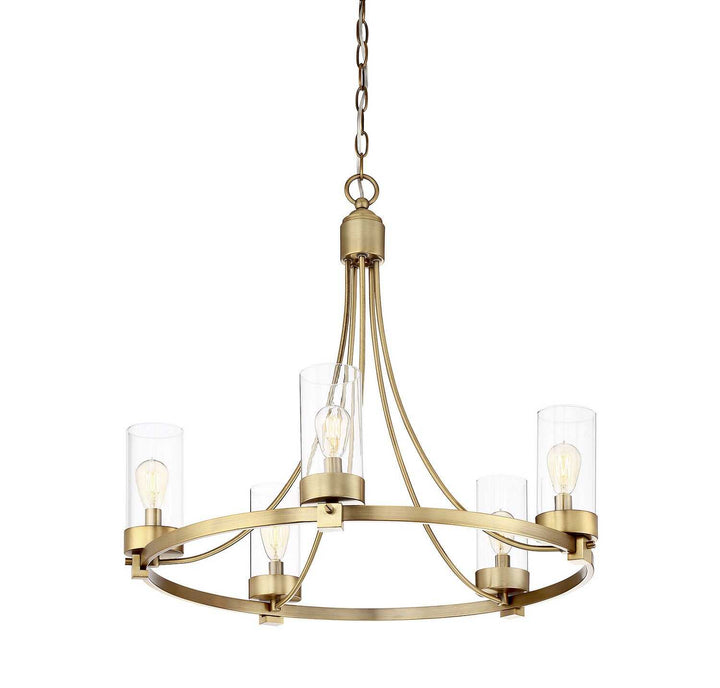 Meridian - M10018NB - Five Light Chandelier - Mchan - Natural Brass