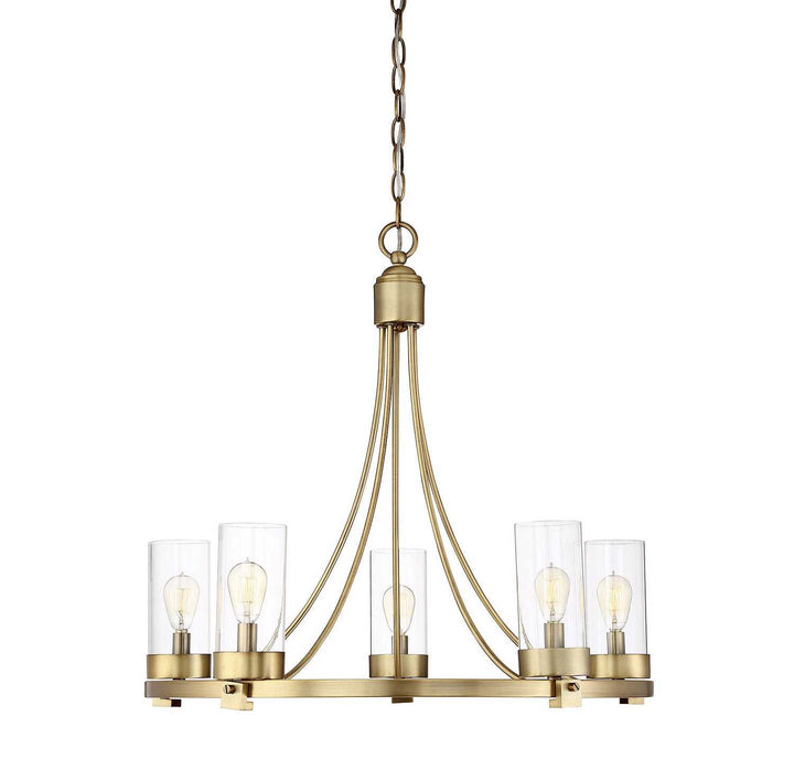 Meridian - M10018NB - Five Light Chandelier - Mchan - Natural Brass