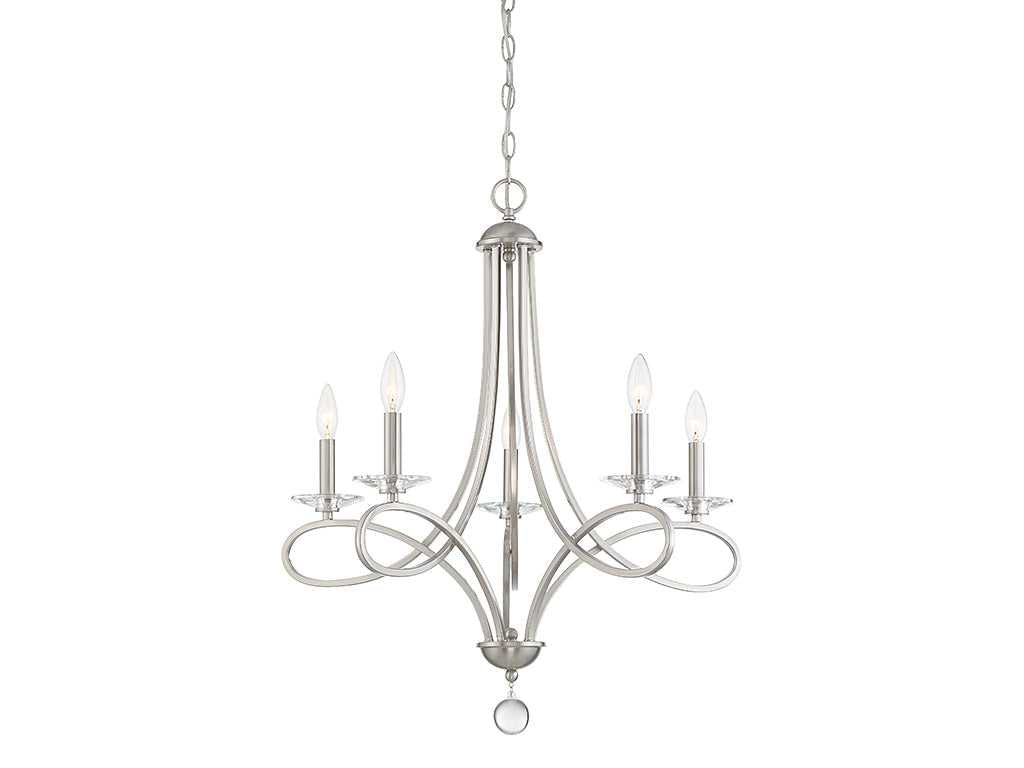 Meridian - M10028BN - Five Light Chandelier - Mchan - Brushed Nickel