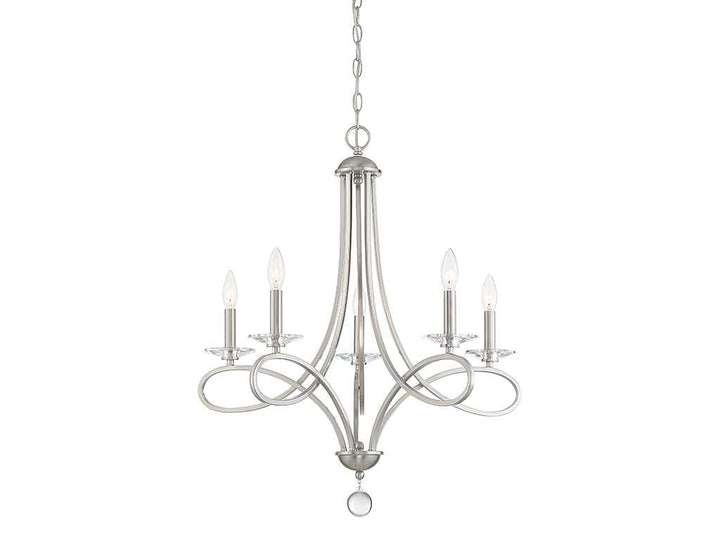 Meridian - M10028BN - Five Light Chandelier - Mchan - Brushed Nickel