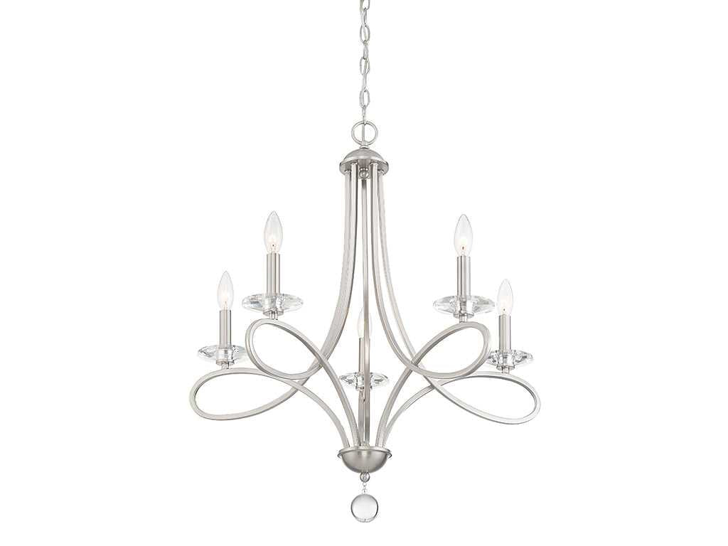 Meridian - M10028BN - Five Light Chandelier - Mchan - Brushed Nickel