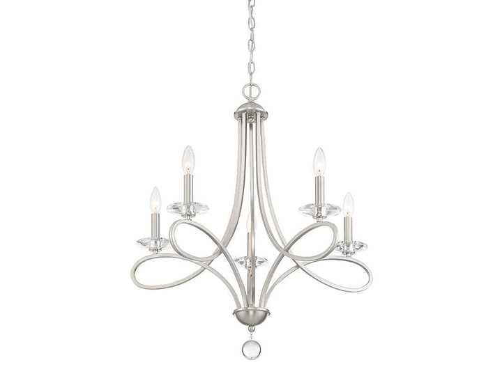 Meridian - M10028BN - Five Light Chandelier - Mchan - Brushed Nickel