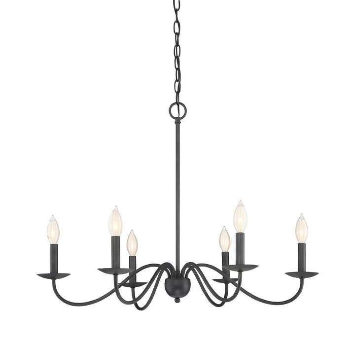 Meridian - M10042AI - Six Light Chandelier - Mchan - Aged Iron