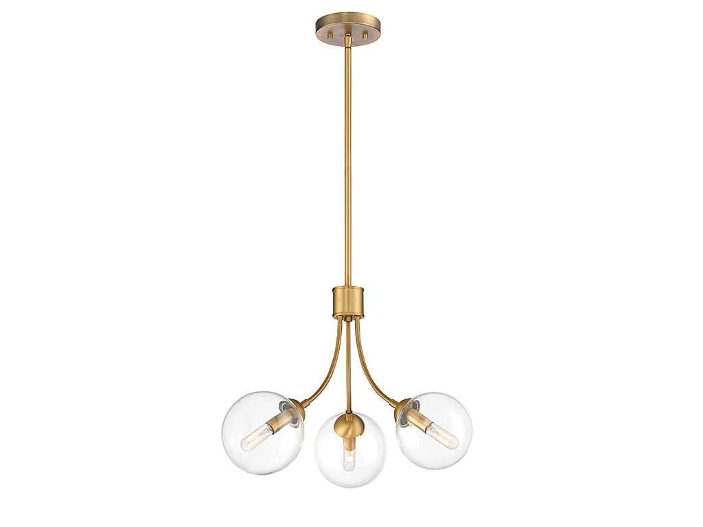 Meridian - M10057NB - Three Light Chandelier - Mchan - Natural Brass