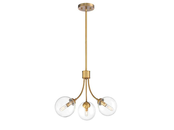 Meridian - M10057NB - Three Light Chandelier - Mchan - Natural Brass