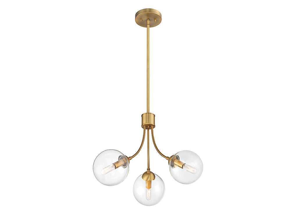 Meridian - M10057NB - Three Light Chandelier - Mchan - Natural Brass