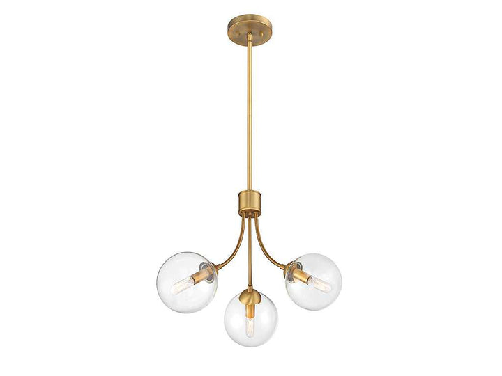 Meridian - M10057NB - Three Light Chandelier - Mchan - Natural Brass