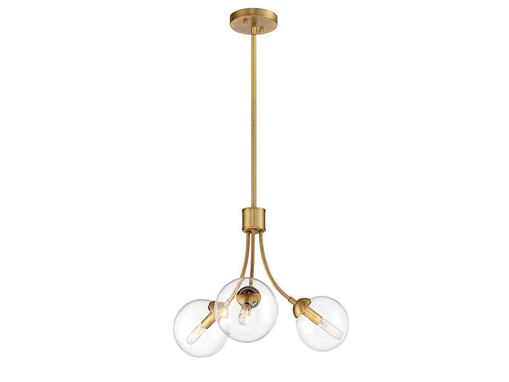 Meridian - M10057NB - Three Light Chandelier - Mchan - Natural Brass