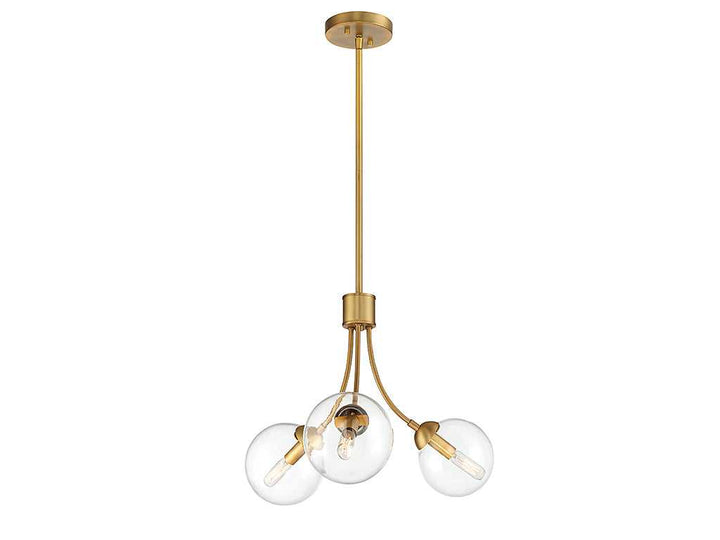 Meridian - M10057NB - Three Light Chandelier - Mchan - Natural Brass