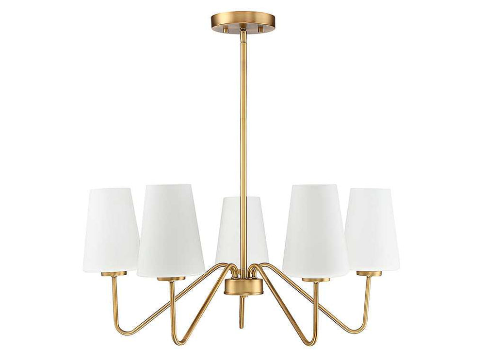 Meridian - M10060NB - Five Light Chandelier - Mchan - Natural Brass