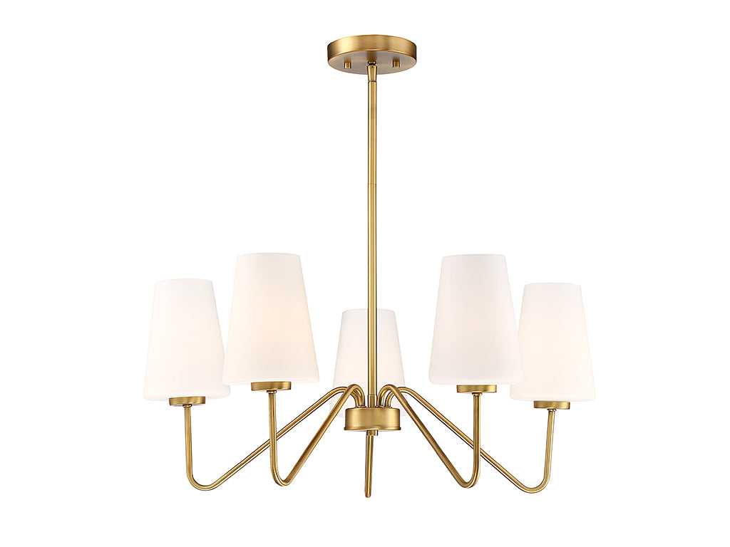 Meridian - M10060NB - Five Light Chandelier - Mchan - Natural Brass