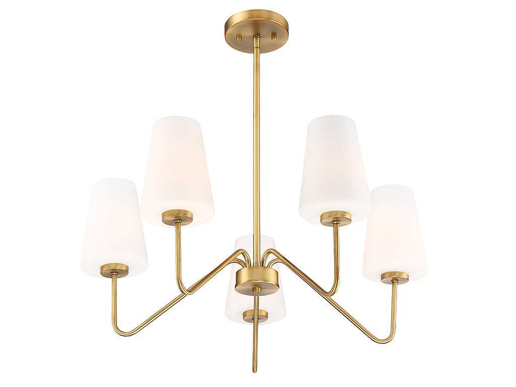 Meridian - M10060NB - Five Light Chandelier - Mchan - Natural Brass