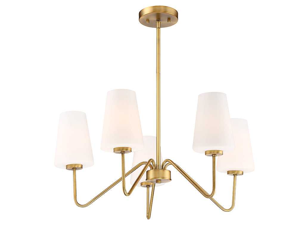 Meridian - M10060NB - Five Light Chandelier - Mchan - Natural Brass