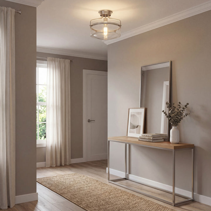 Meridian - M60011BN - One Light Semi-Flush Mount - Msemi - Brushed Nickel