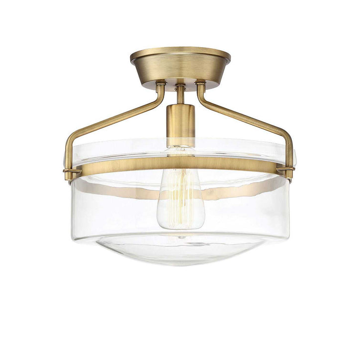 Meridian - M60011NB - One Light Semi-Flush Mount - Msemi - Natural Brass