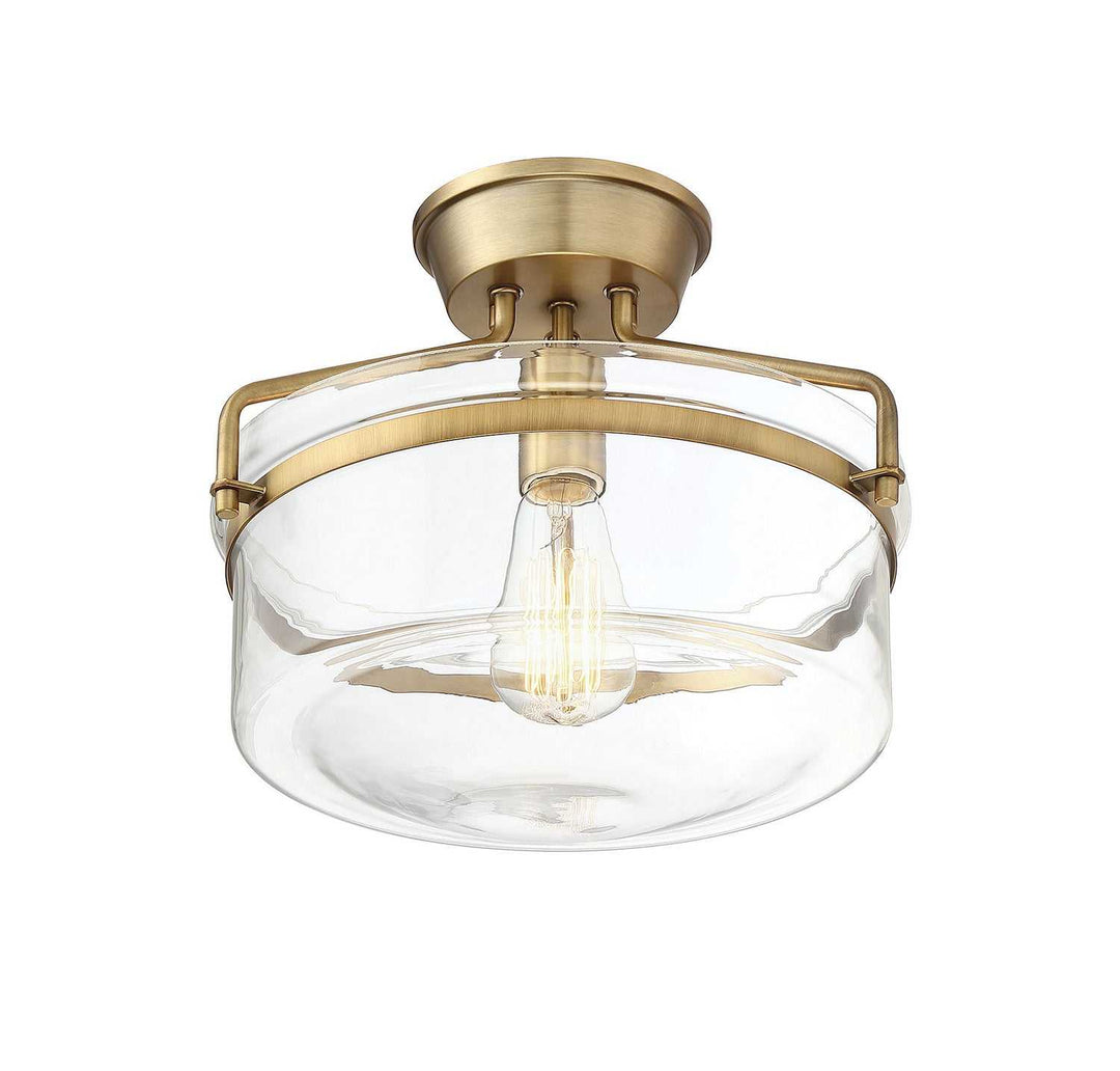 Meridian - M60011NB - One Light Semi-Flush Mount - Msemi - Natural Brass