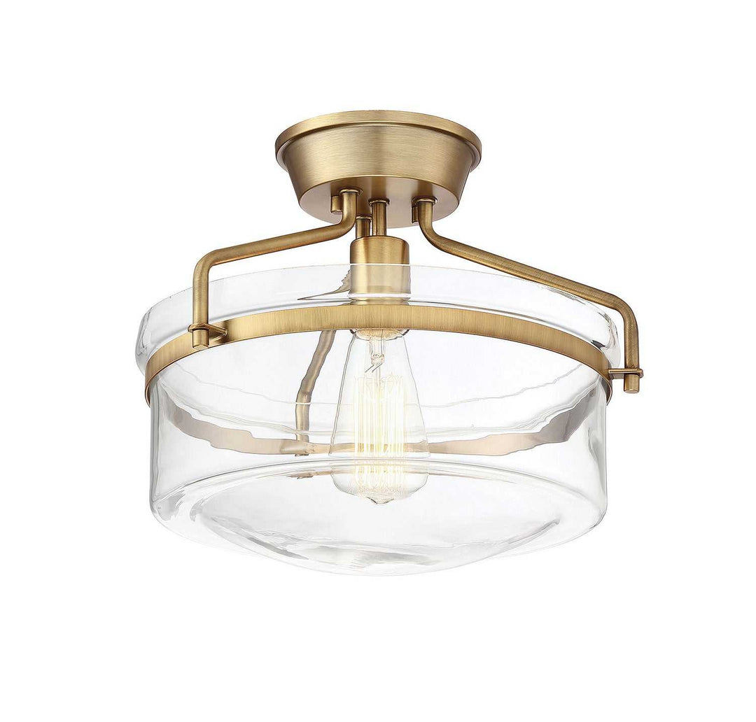 Meridian - M60011NB - One Light Semi-Flush Mount - Msemi - Natural Brass