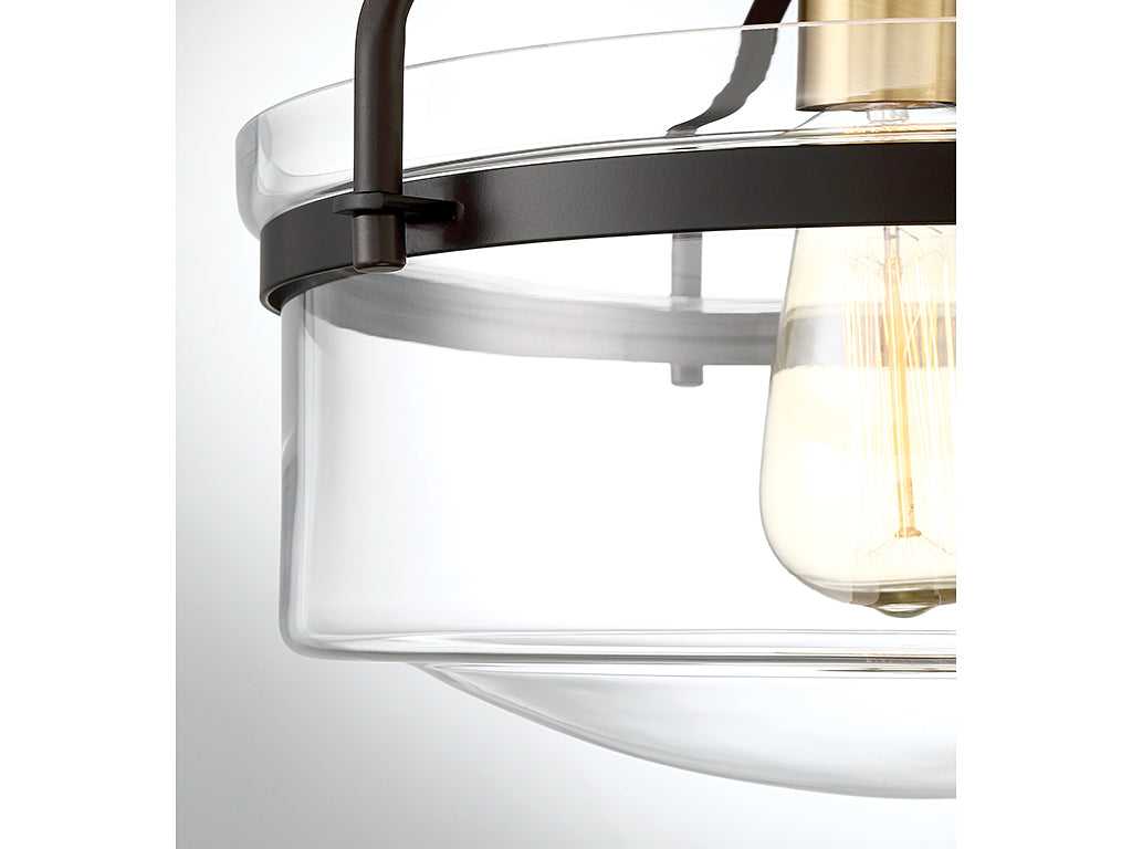 Meridian - M60011ORBNB - One Light Semi-Flush Mount - Msemi - Oil Rubbed Bronze with Natural Brass