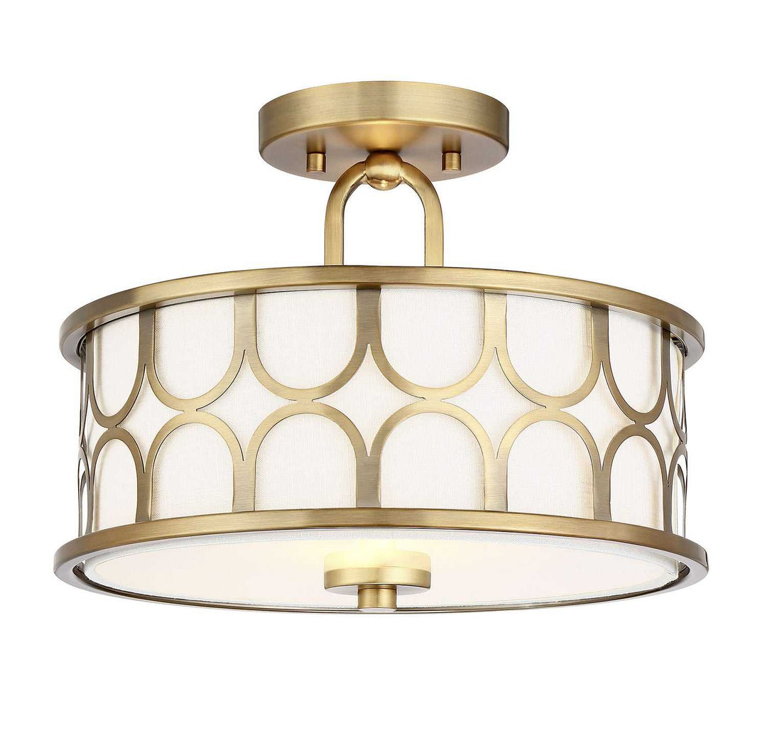Meridian - M60015NB - Two Light Semi-Flush Mount - Msemi - Natural Brass