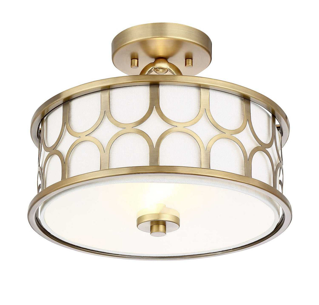 Meridian - M60015NB - Two Light Semi-Flush Mount - Msemi - Natural Brass