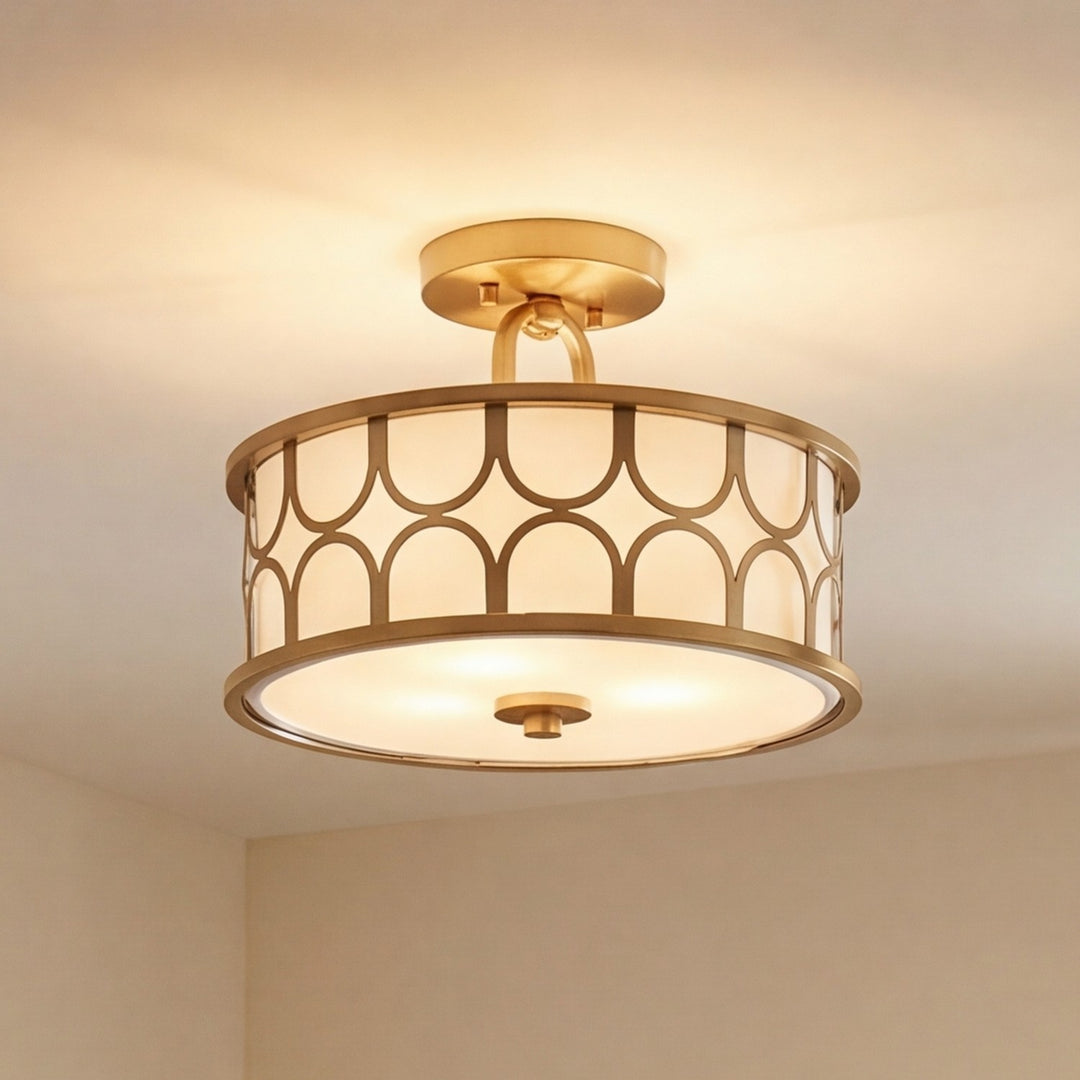 Meridian - M60015NB - Two Light Semi-Flush Mount - Msemi - Natural Brass