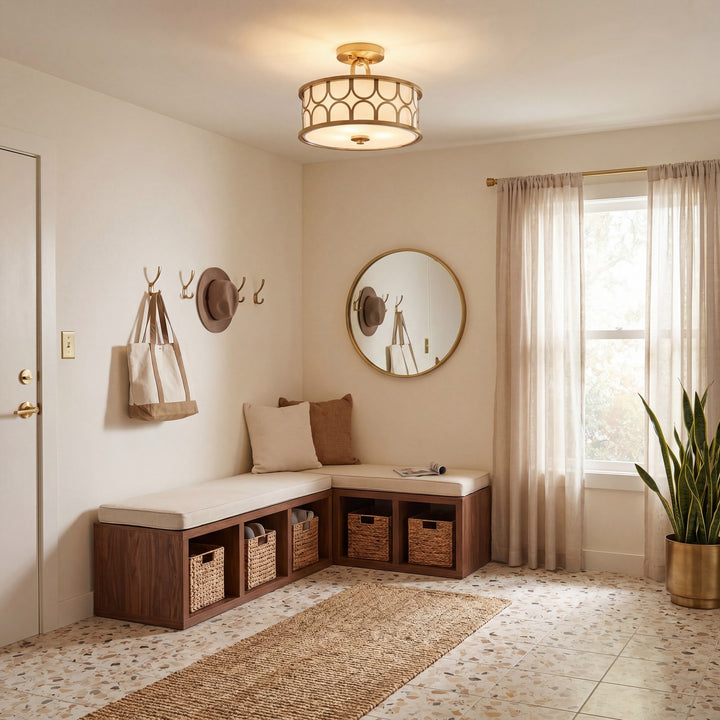 Meridian - M60015NB - Two Light Semi-Flush Mount - Msemi - Natural Brass