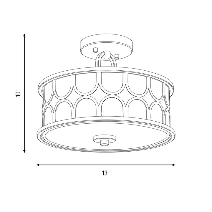 Meridian - M60015NB - Two Light Semi-Flush Mount - Msemi - Natural Brass