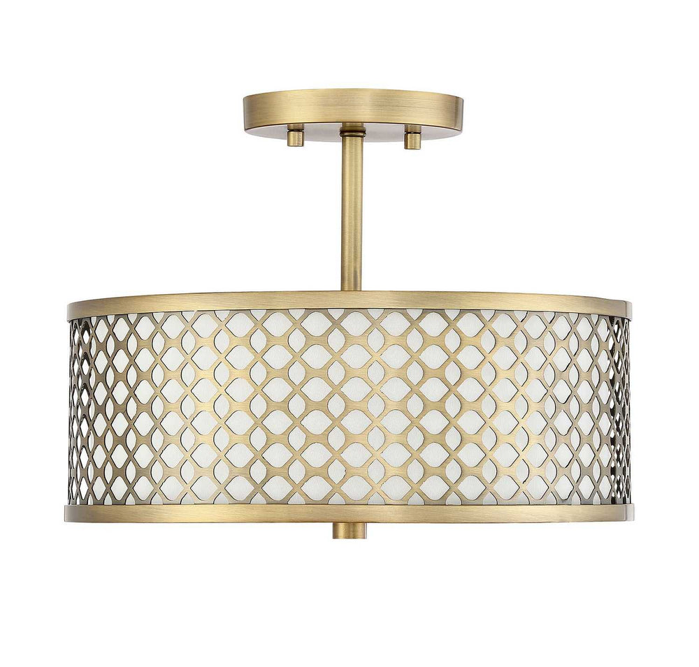 Meridian - M60016NB - Two Light Semi-Flush Mount - Msemi - Natural Brass
