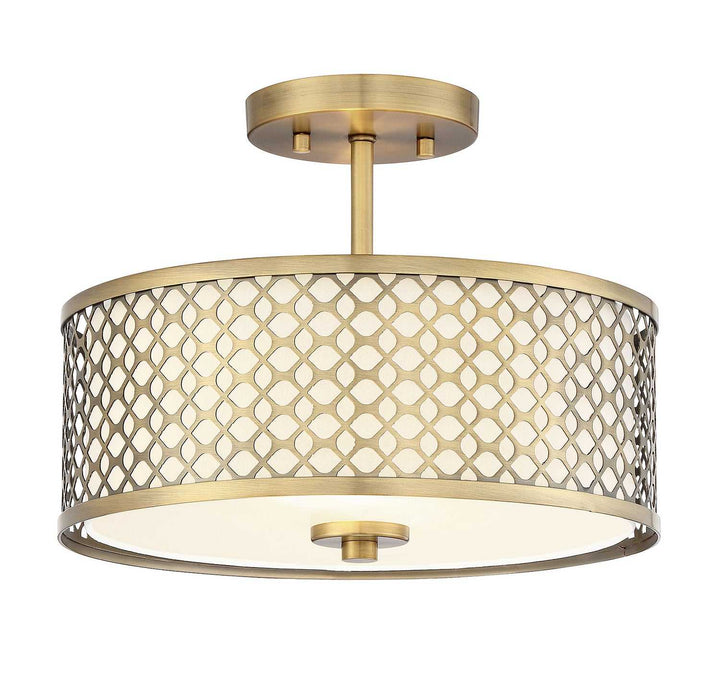 Meridian - M60016NB - Two Light Semi-Flush Mount - Msemi - Natural Brass