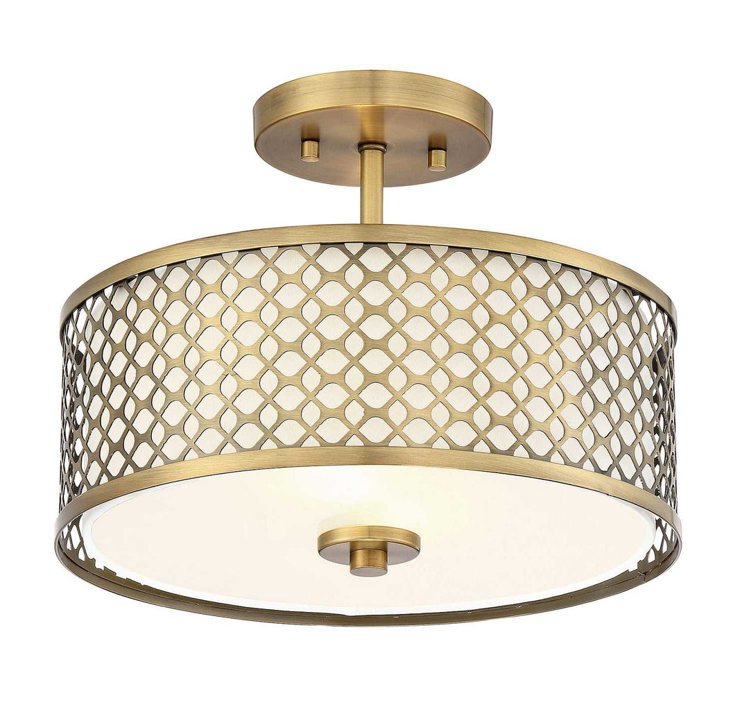 Meridian - M60016NB - Two Light Semi-Flush Mount - Msemi - Natural Brass