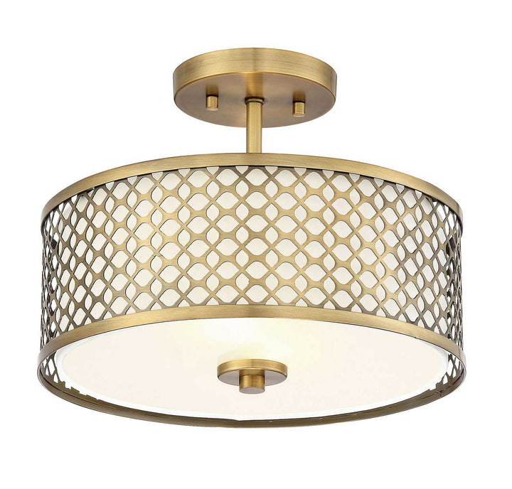Meridian - M60016NB - Two Light Semi-Flush Mount - Msemi - Natural Brass